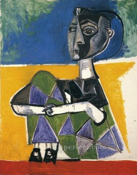 パブロ・ピカソ Painting - ジャクリーンが座る 1954 年のキュビズム パブロ・ピカソ